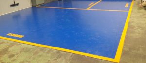Blue yellow floor coating